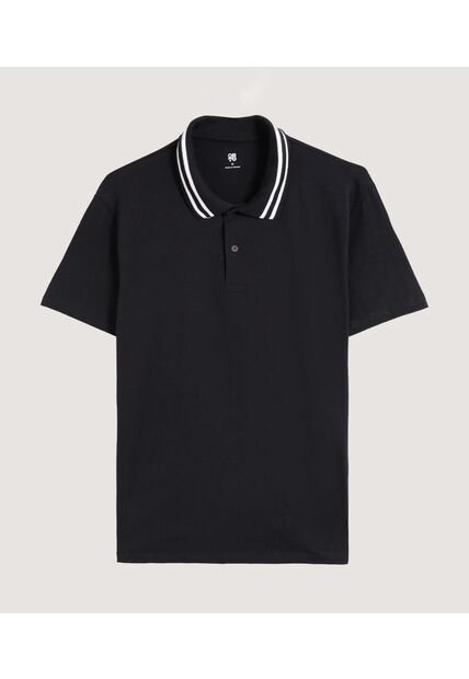 Polo Para Hombre Cuello Tejido Sin Bolsillo Color Negro Marca Ostu #60110767