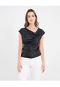 Camiseta  Para Mujer Manga Corta Cuello Redondo Color Negro Marca Ostu #40092788 de Ostu