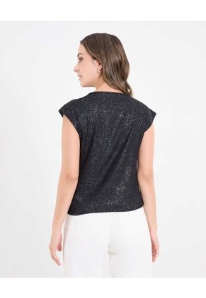 Camiseta  Para Mujer Manga Corta Cuello Redondo Color Negro Marca Ostu #40092788