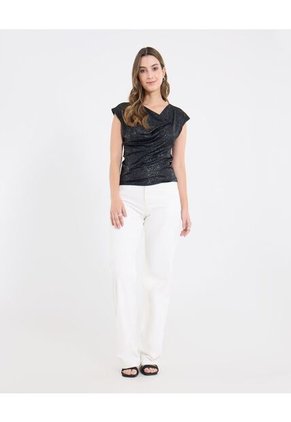 Camiseta  Para Mujer Manga Corta Cuello Redondo Color Negro Marca Ostu #40092788