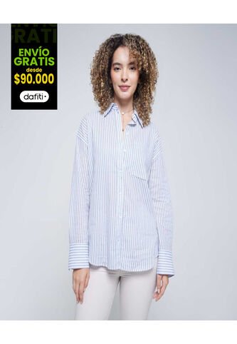 Camisa Para Mujer Manga Larga Color Azul  Marca Ostu #40010237 Ostu