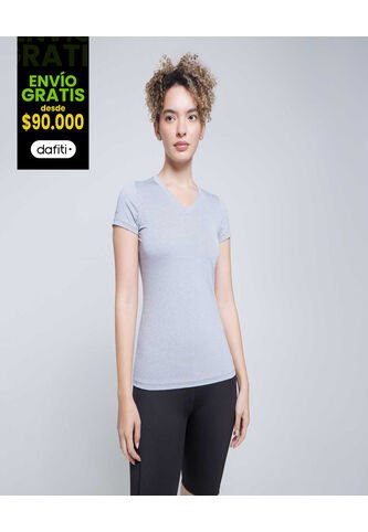 Camiseta Para Mujer Manga Corta Cuello V Color Gris  Marca Ostu #40091888 Ostu