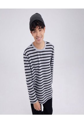 Camiseta Para Hombre Manga Larga Color Gris  Marca Ostu #60090908