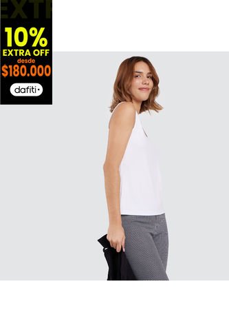 Top Mujer Ostu C/R Blanco Poliéster Ostu