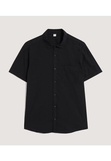 Camisa Para Hombre Manga Corta Con Bolsillo Cuello Casual M Color Negro Marca Ostu #60010790