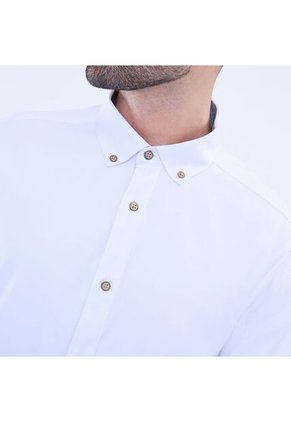 Camisa Para Hombre Manga Larga Sin Bolsillo Cuello Casual M Color Blanco Marca Ostu #60010774