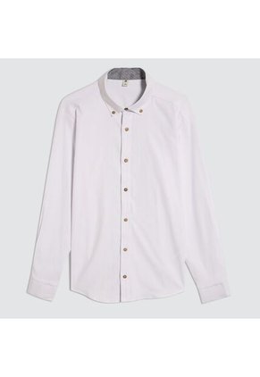 Camisa Para Hombre Manga Larga Sin Bolsillo Cuello Casual M Color Blanco Marca Ostu #60010774