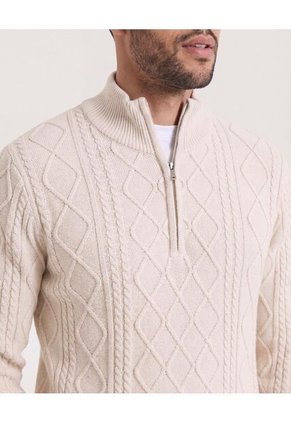Saco Para Hombre Cuello Alto O Cuello Tortuga Color Beige Marca Ostu #60330049