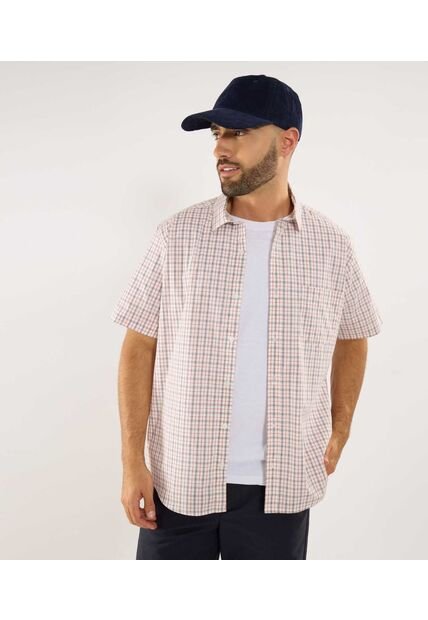 Camisa Para Hombre Manga Corta Con Bolsillo Cuello Casual M Color Crema Marca Ostu #60010852