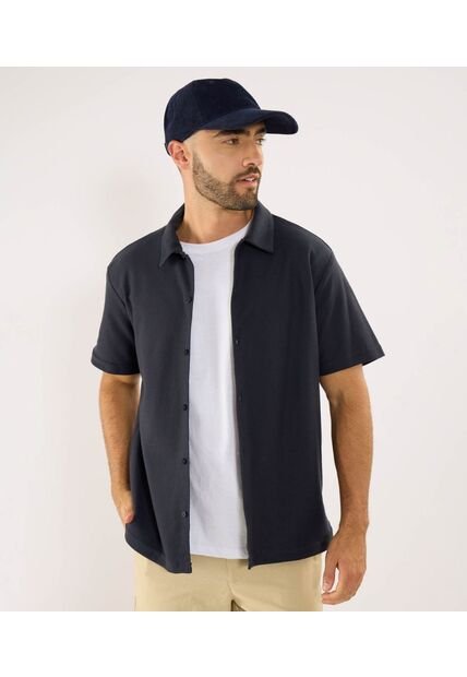 Camisa Para Hombre Manga Corta Sin Bolsillo Cuello Casual M Color Azul Marca Ostu #60010887