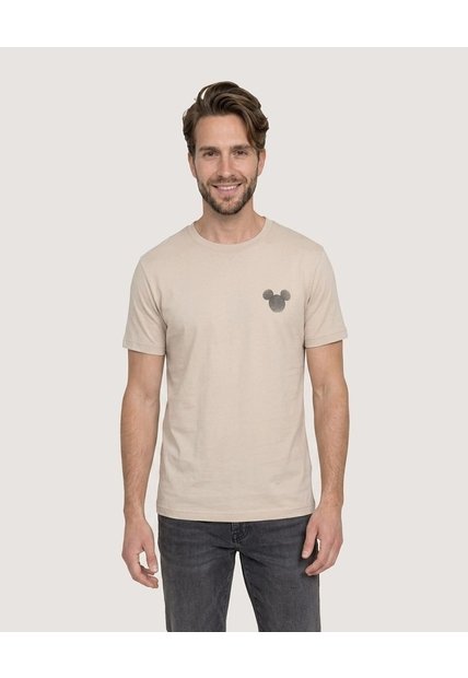 Camiseta Mickey Mouse   Para Hombre Beige Ostu