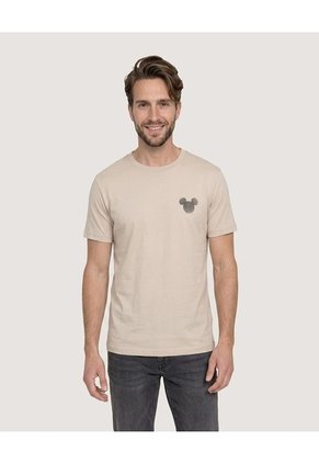 Camiseta Mickey Mouse Para Hombre Beige Ostu
