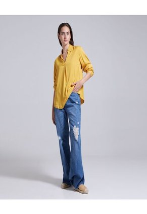 Blusa Para Mujer Manga 3/4 Color Mostaza Marca Ostu #40120767