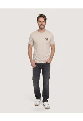Camiseta Mickey Mouse Para Hombre Beige Ostu