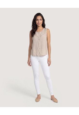 Blusa Lace Detail  Para Mujer Beige Ostu Ostu