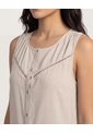 Blusa Lace Detail  Para Mujer Beige Ostu de Ostu