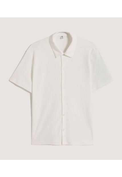Camisa Para Hombre Manga Corta Sin Bolsillo Cuello Casual M Color Crema Marca Ostu #60010885