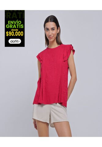 Blusa Para Mujer Manga Sisa Color Rojo Marca Ostu #40121017 Ostu
