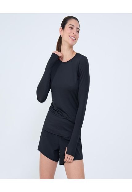 Camiseta Para Mujer Manga Larga Cuello Redondo Color Negro Marca Ostu #40092399
