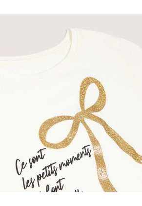 Camiseta Infantil Niña Manga Corta Cuello Redondo Color Crema Marca Ostu #90090328