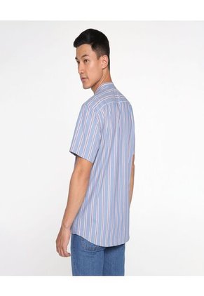 Camisa Para Hombre Manga Corta Sin Bolsillo Cuello Neru Color Azul Marca Ostu #60010519