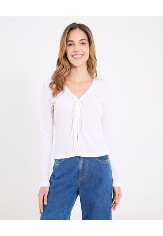 Blusa Para Mujer Manga Larga Color Crema Marca Ostu #40121218 Ostu