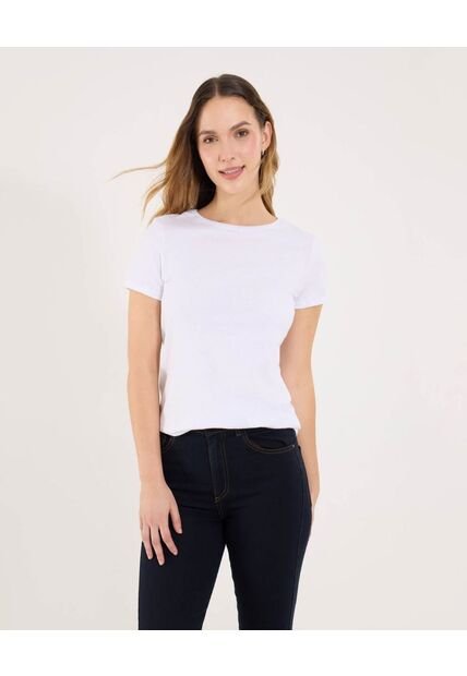 Camiseta Para Mujer Manga Corta Cuello Redondo Color Blanco Marca Ostu #40092423