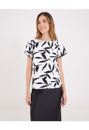 Camiseta Para Mujer Manga Corta Cuello Redondo Color Negro Marca Ostu #40092671