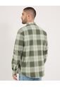 Camisa  Para Hombre Manga Larga Sin Bolsillo Cuello Casual M Color Verde Marca Ostu #60010872 de Ostu