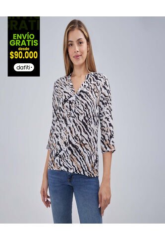 Blusa Para Mujer Manga 3/4 Color Crema Marca Ostu #40121034 Ostu