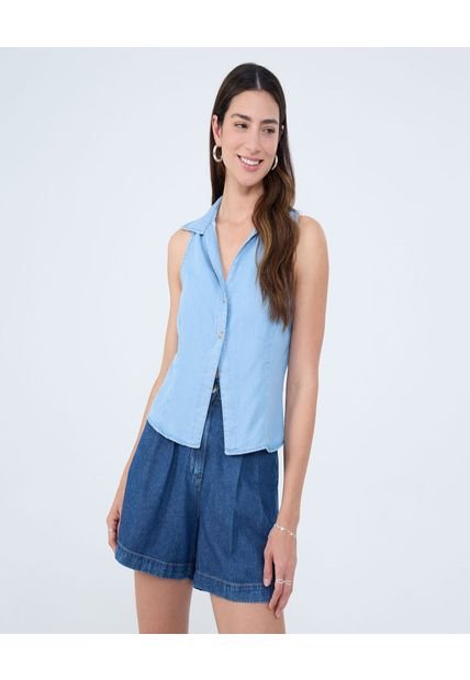 Blusa Para Mujer Manga Sisa Color Azul Claro Marca Ostu #40121136