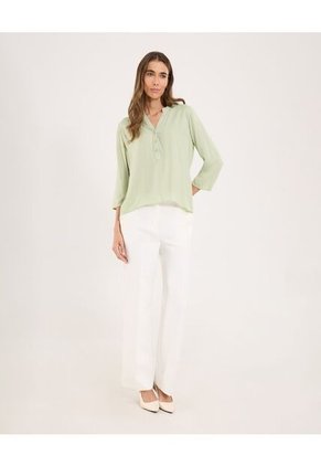 Blusa Para Mujer Manga 3/4 Color Verde Pastel Marca Ostu #40121119