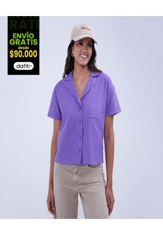 Camisa Para Mujer Manga Corta Color Morado Marca Ostu #40010209 Ostu
