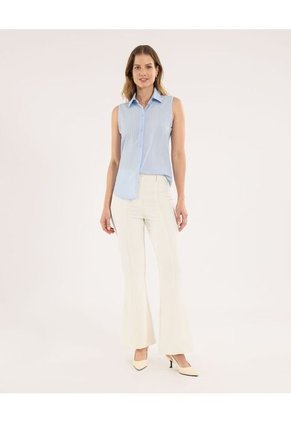 Camisa Para Mujer Manga Sisa Color Celeste Marca Ostu #40010316