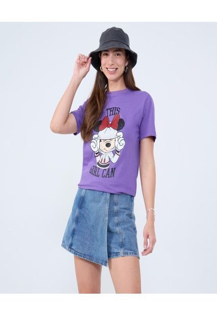 Camiseta Para Mujer Manga Corta Cuello Redondo Color Morado Marca Ostu #40092484