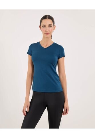 Camiseta Para Mujer Manga Corta Cuello V Color Azul Marca Ostu #40092655 Ostu
