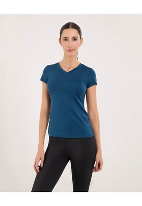 Camiseta Para Mujer Manga Corta Cuello V Color Azul Marca Ostu #40092655