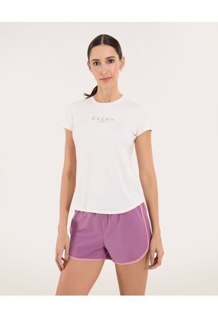 Camiseta Para Mujer Manga Corta Cuello Redondo Color Marfil Marca Ostu #40092659