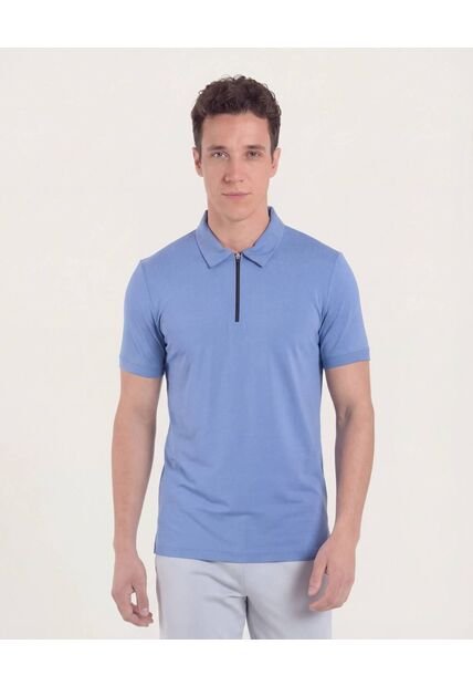 Polo  Para Hombre Cuello Maquina Sin Bolsillo Color Azul Marca Ostu #60110795