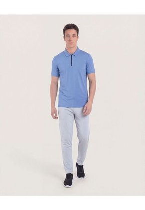 Polo  Para Hombre Cuello Maquina Sin Bolsillo Color Azul Marca Ostu #60110795
