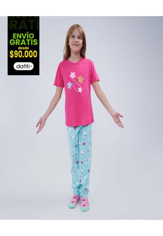 Pijama Para Niña M/C P/L Color Fucsia Marca Ostu #90040063 Ostu