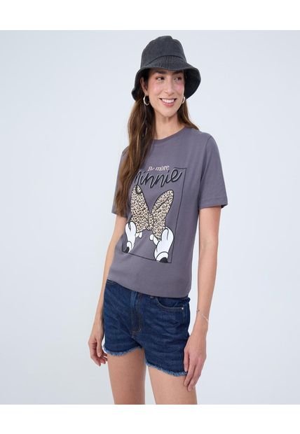 Camiseta Para Mujer Manga Corta Cuello Redondo Color Gris  Marca Ostu #40092480