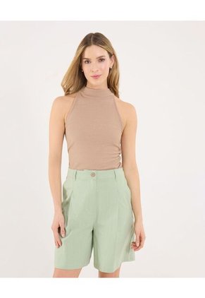 Camiseta Para Mujer Manga Sisa Cuello Alto Color Camel Marca Ostu #40092619