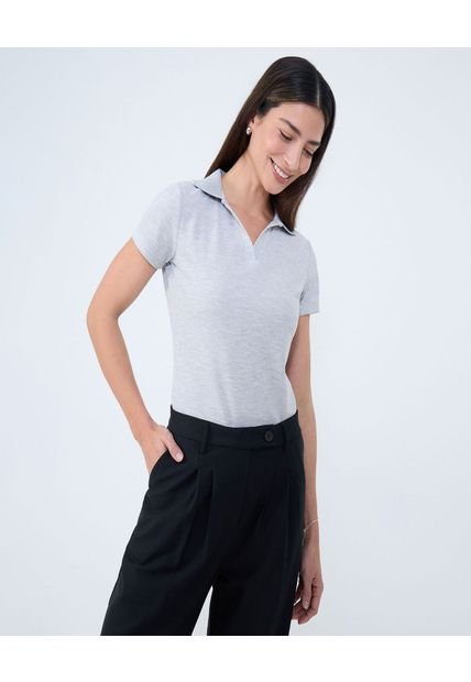 Polo Para Mujer Manga Corta Color Gris Claro Marca Ostu #40110171