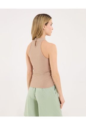 Camiseta Para Mujer Manga Sisa Cuello Alto Color Camel Marca Ostu #40092619