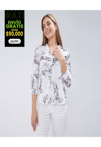 Camisa Para Mujer Manga Larga Color Blanco Marca Ostu #40010221 Ostu