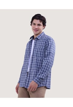 Camisa Para Hombre Manga Larga Con Bolsillo Color Gris Marca Ostu #60010754