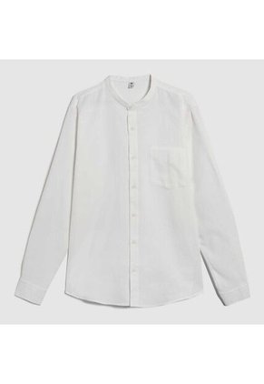 Camisa Para Hombre Manga Larga Con Bolsillo Color Crema Marca Ostu #60010721