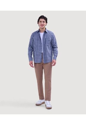 Camisa Para Hombre Manga Larga Con Bolsillo Color Gris Marca Ostu #60010754