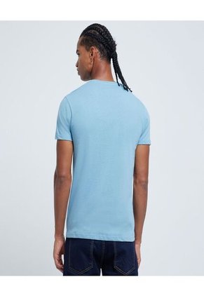 Camiseta Para Hombre Manga Corta Color Azul Medio Marca Ostu #60091105